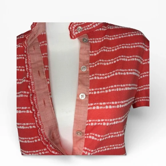 Tory Burch Peach and White Buttoned Top Size XS - Picture 6 of 9